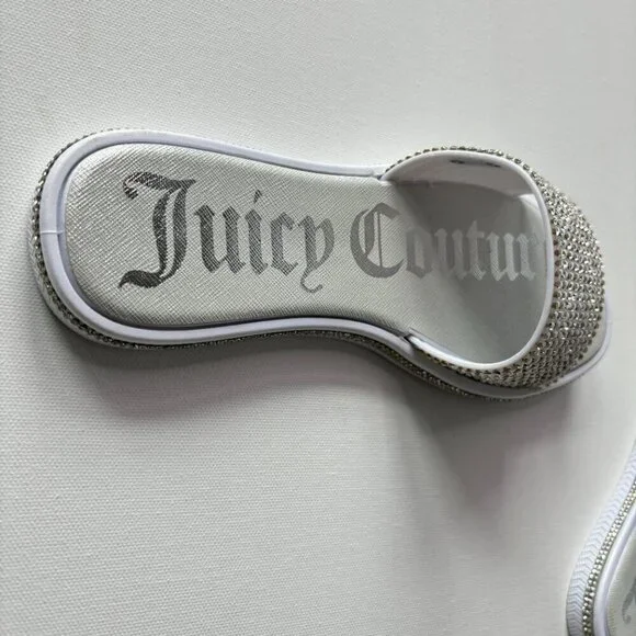 Juicy Couture Women's Yrie White Rhinestone Slides - Picture 5 of 13